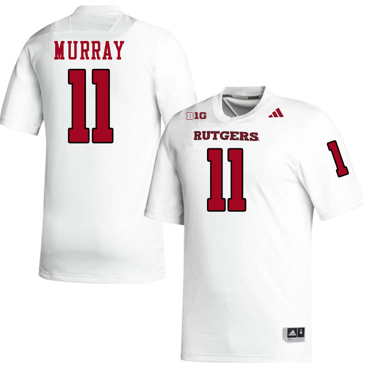 Rutgers Scarlet Knights #11 Steven Murray College Football Jerseys Stitched-White
